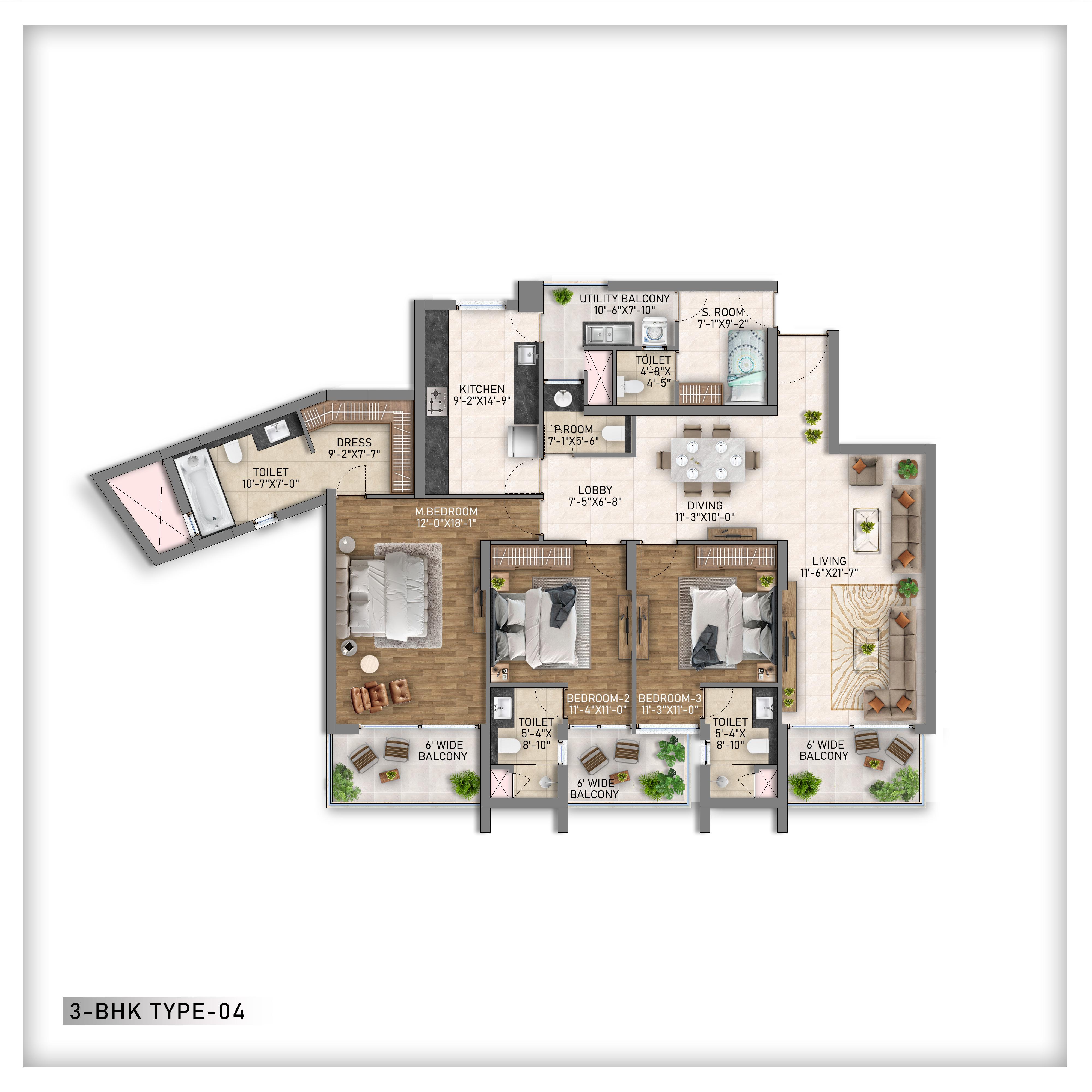 3BHK TYPE-04 - 3BHK TYPE-04